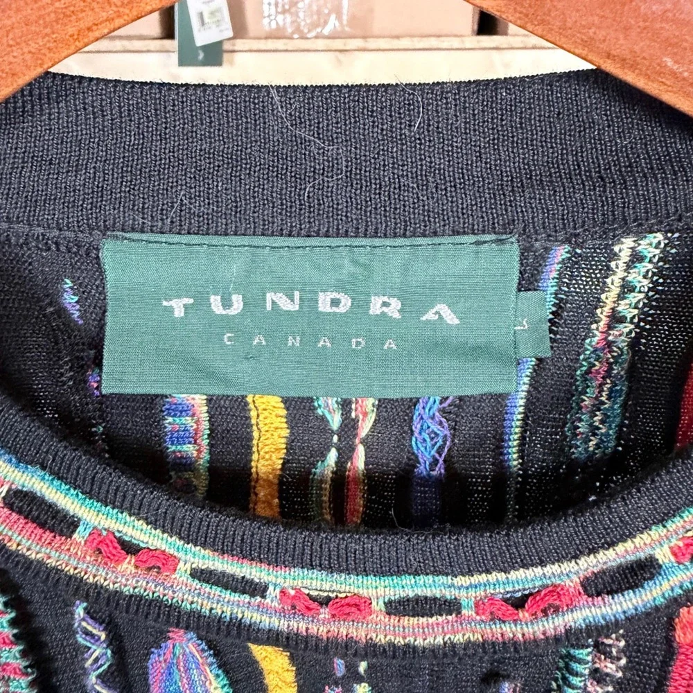 TUNDRA CANADA Mens Black Multi Color‎ Knit Sweater Crewneck Long Sleeve Size L